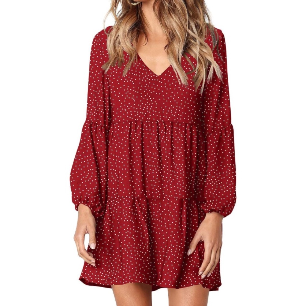 Elegant Red Polka Dot Dress
